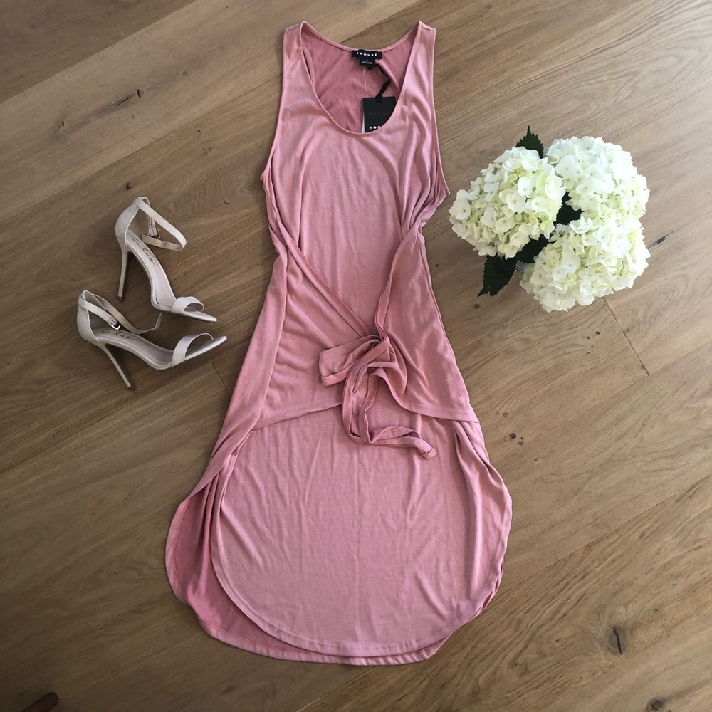 Tie Dress in Dusty Rose
